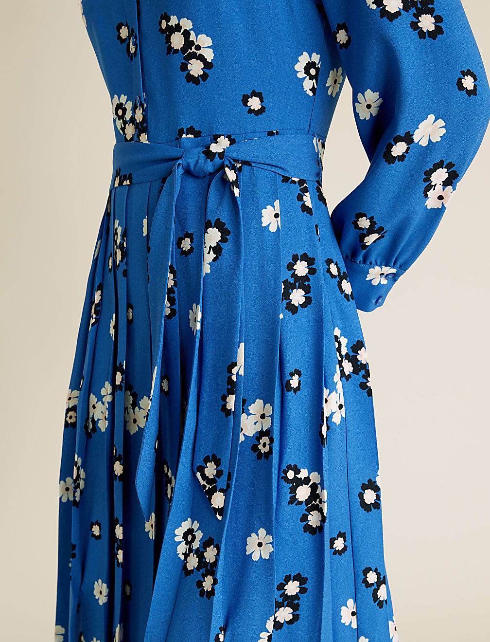Floral Collared Tie Front Midi Shirt Dress
