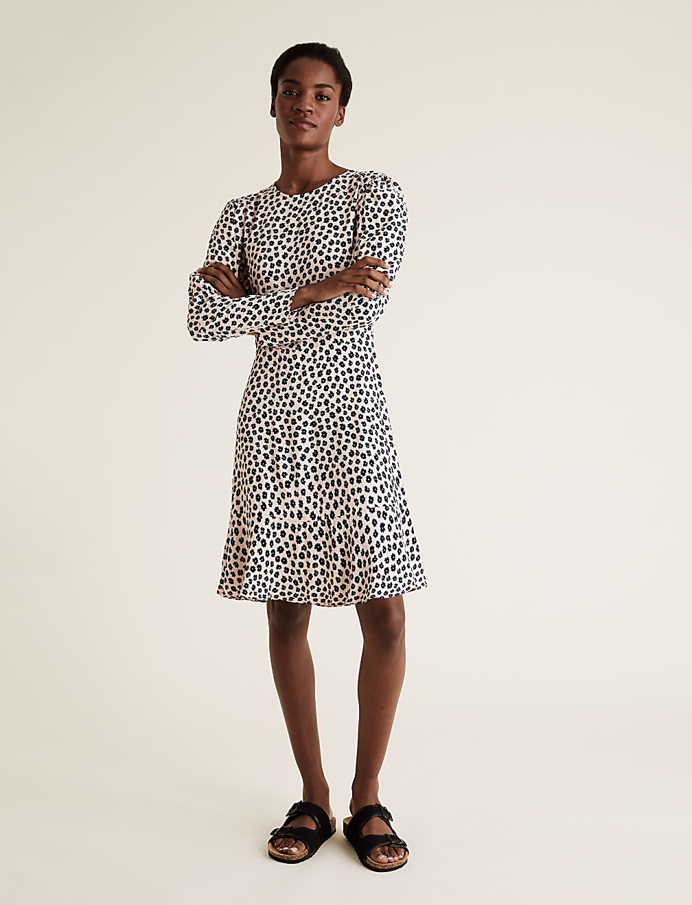 Ditsy Floral Puff Sleeve Mini Tea Dress