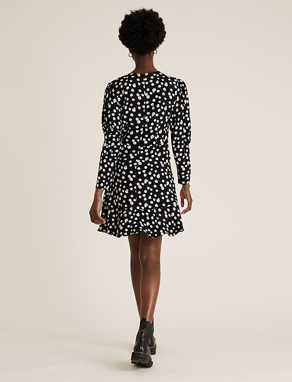 Ditsy Floral Puff Sleeve Mini Tea Dress