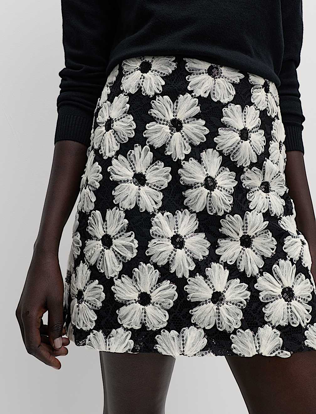 Embellished Mini A-Line Skirt