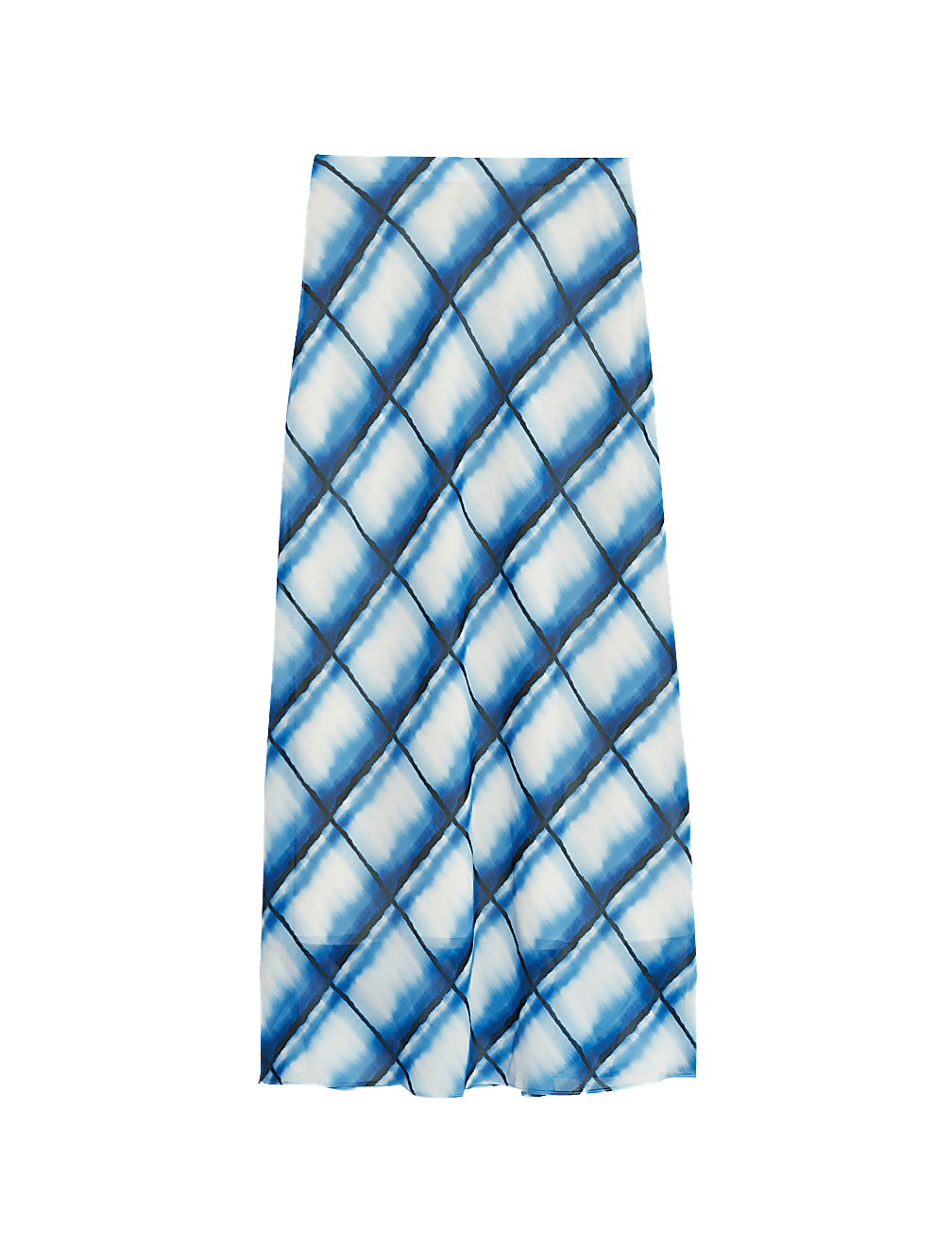 Checked Midi Column Slip Skirt