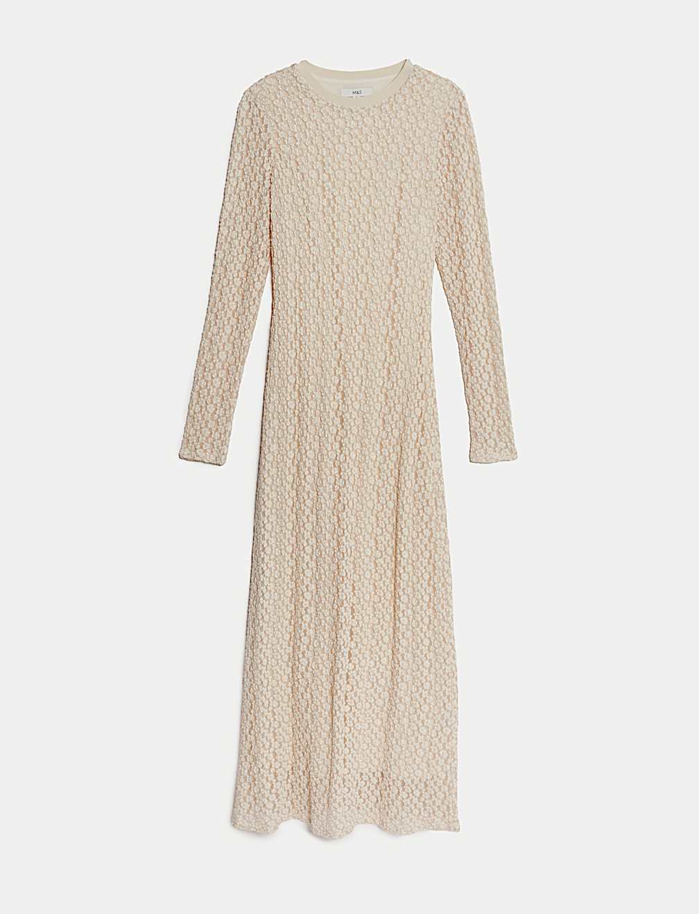 Jersey Lace Round Neck Midaxi Column Dress