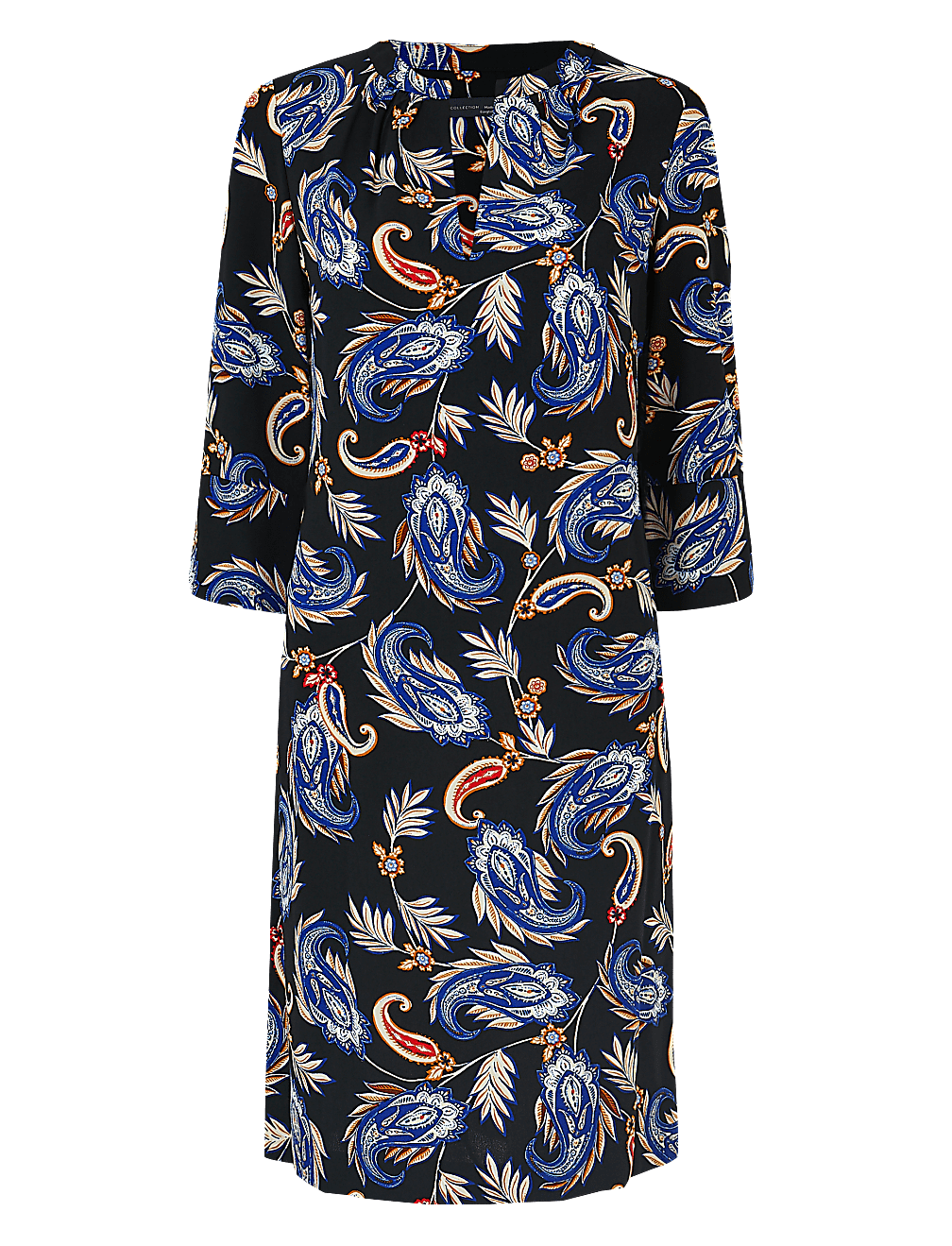 Crepe Paisley Print Shift Dress