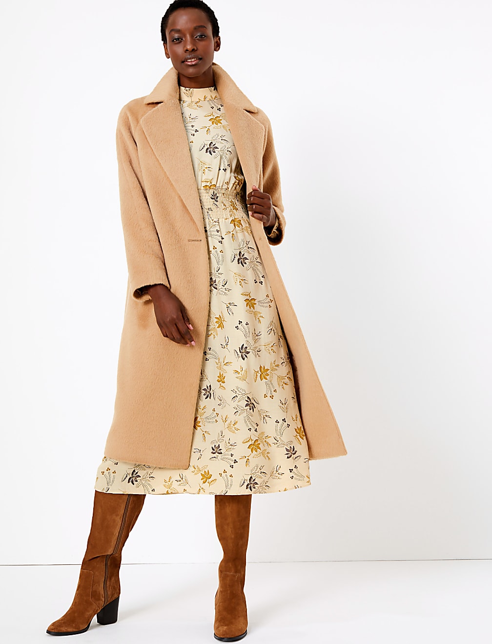 Floral Print Waisted Midi Dress