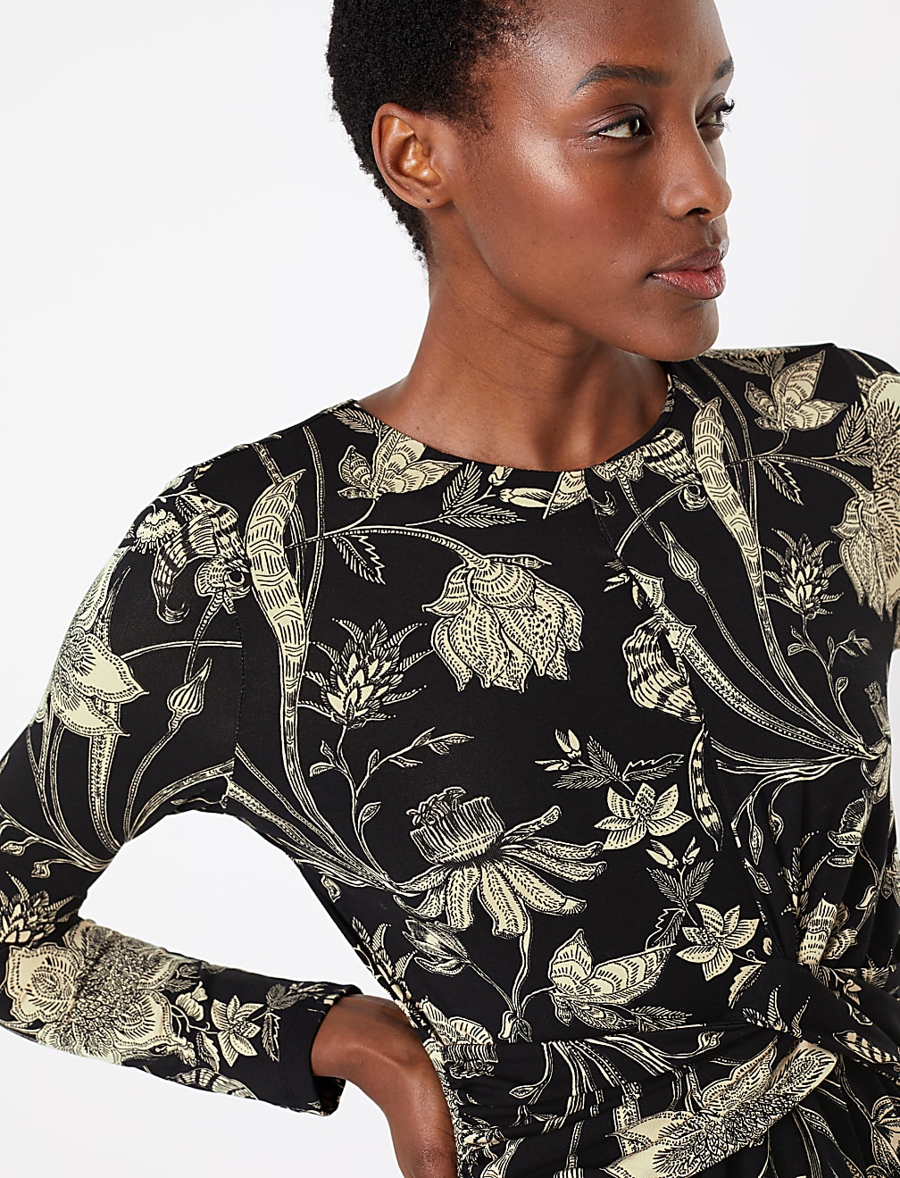 Jersey Floral Print Bodycon Dress