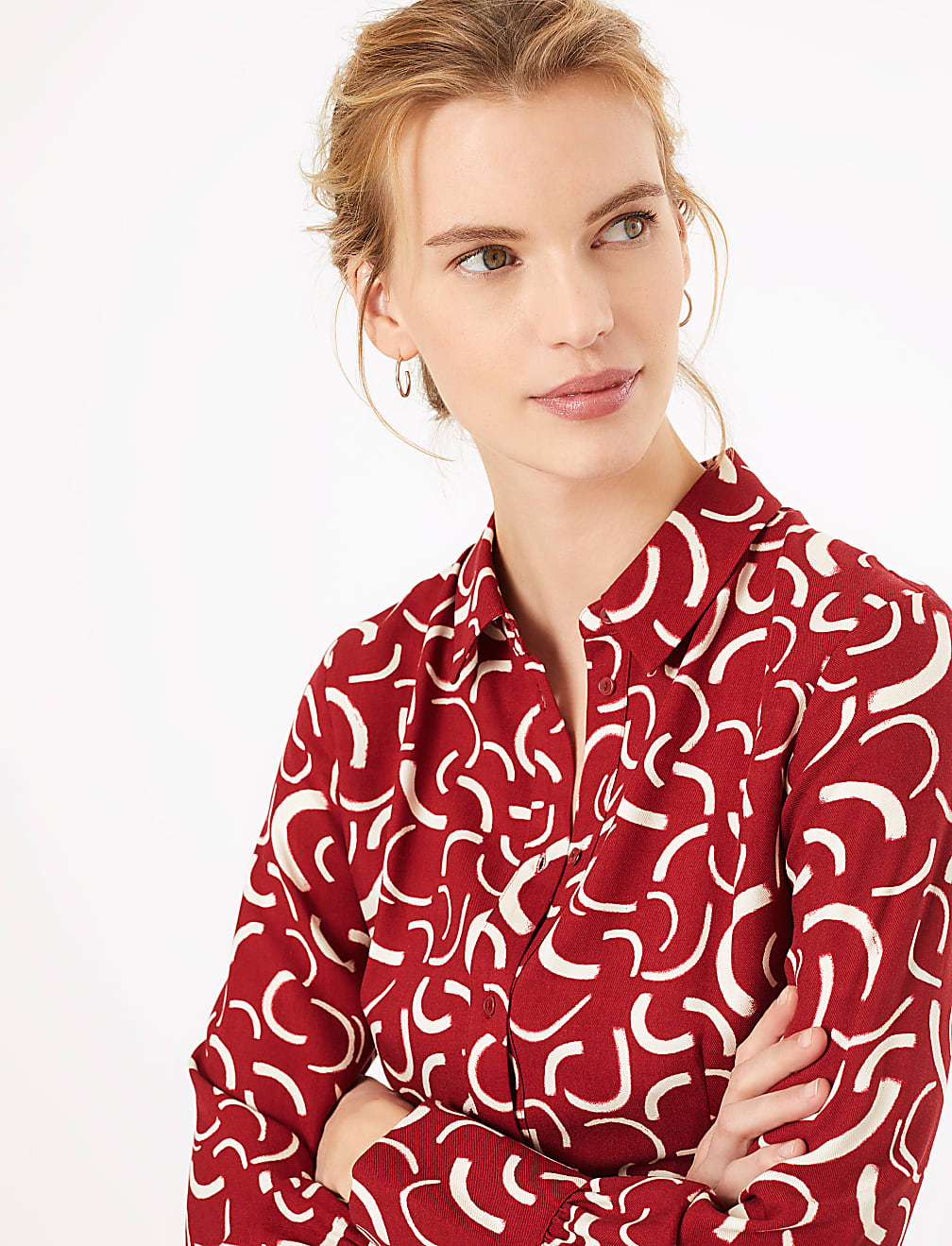 Swirl Print Midi Shirt Dress