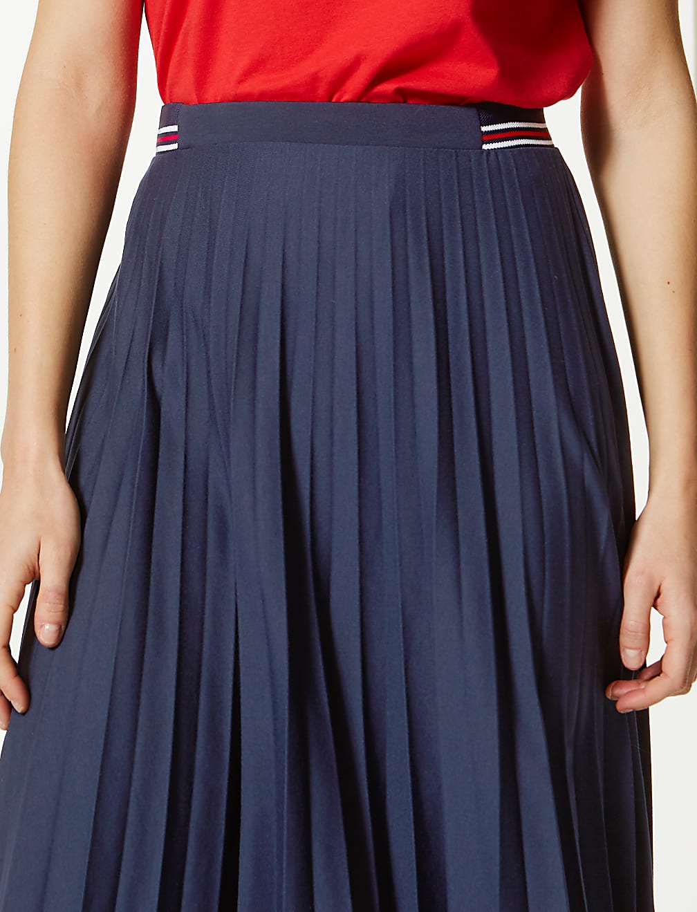 Jersey Pleated Midi Skirt