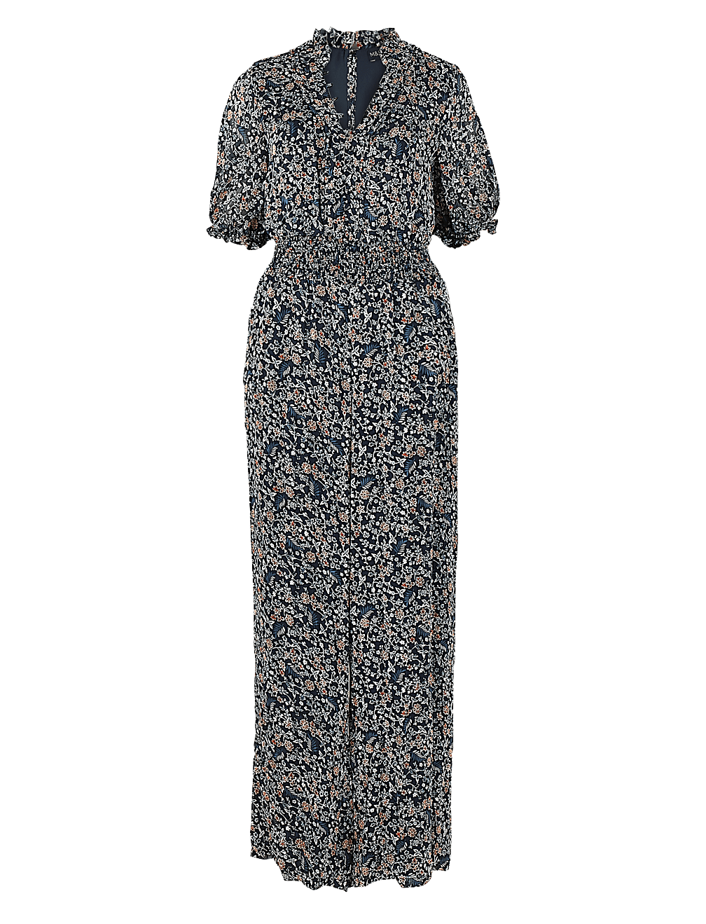 Floral Shirred Waist Jumpsuit