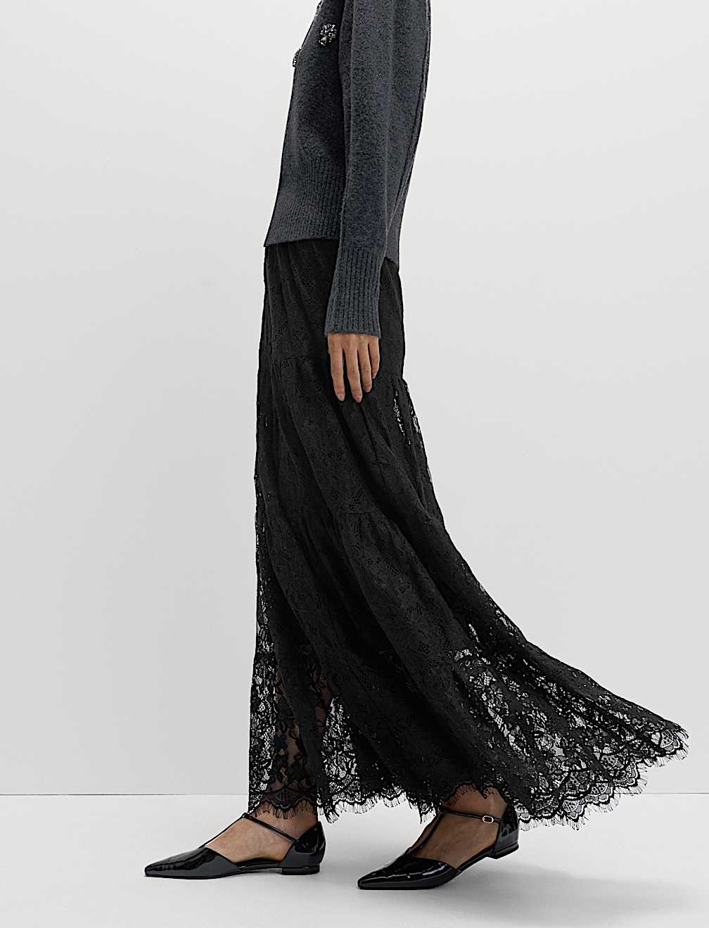 Lace Maxi Tiered Skirt
