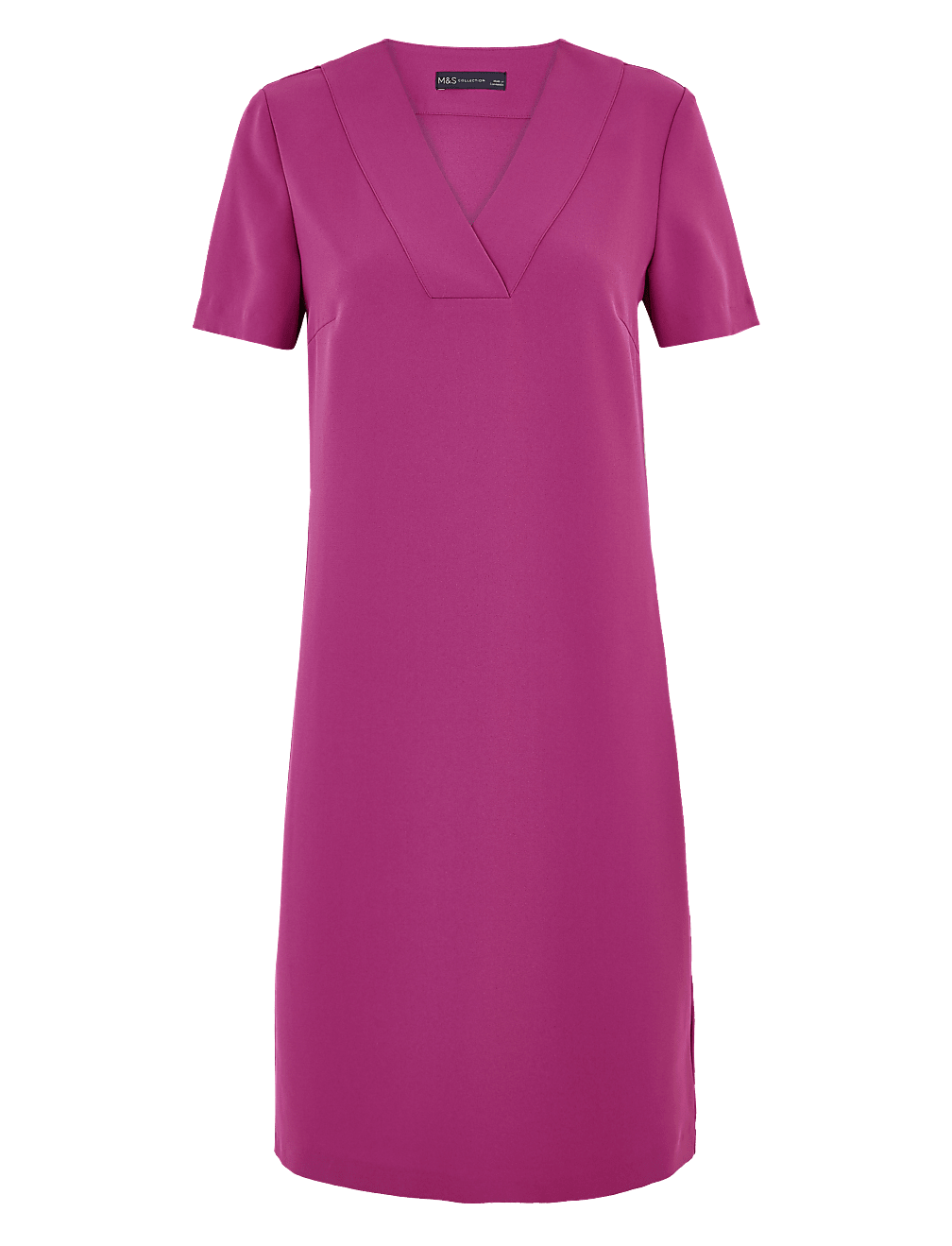 Crepe V-Neck Knee Length Shift Dress