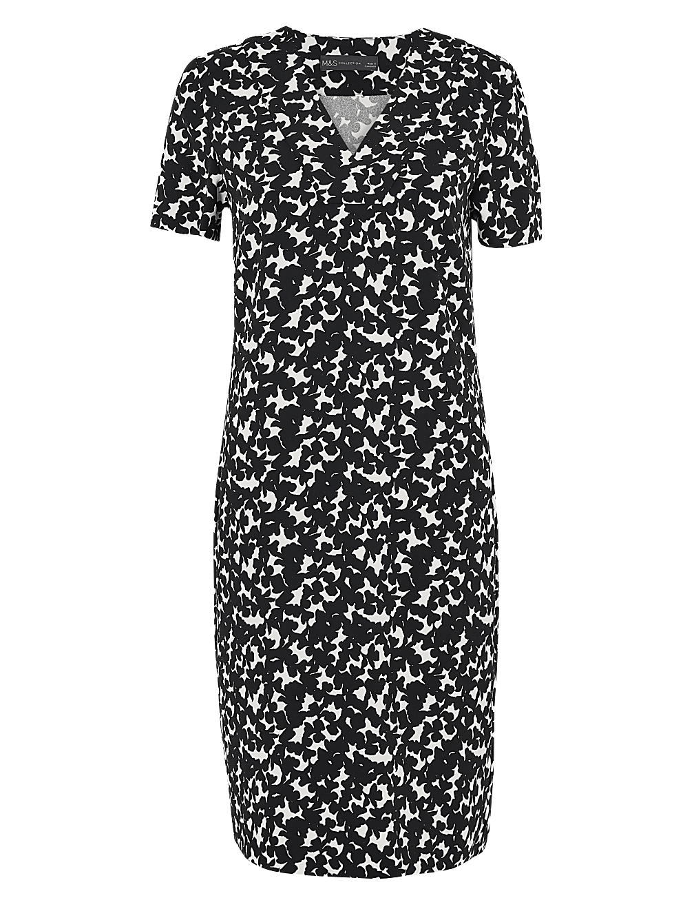Crepe Floral V-Neck Shift Dress