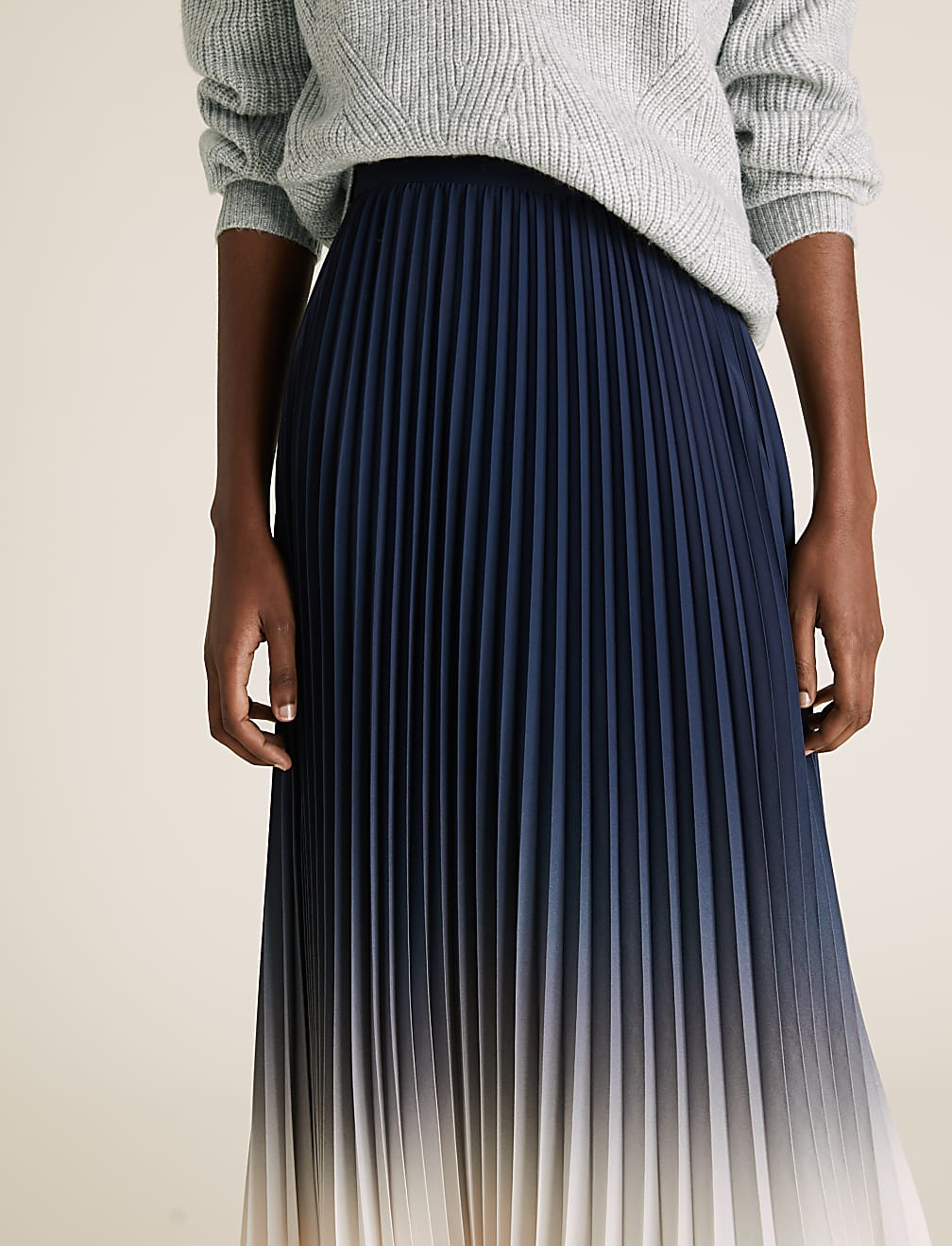 Pleated Midi A-Line Skirt