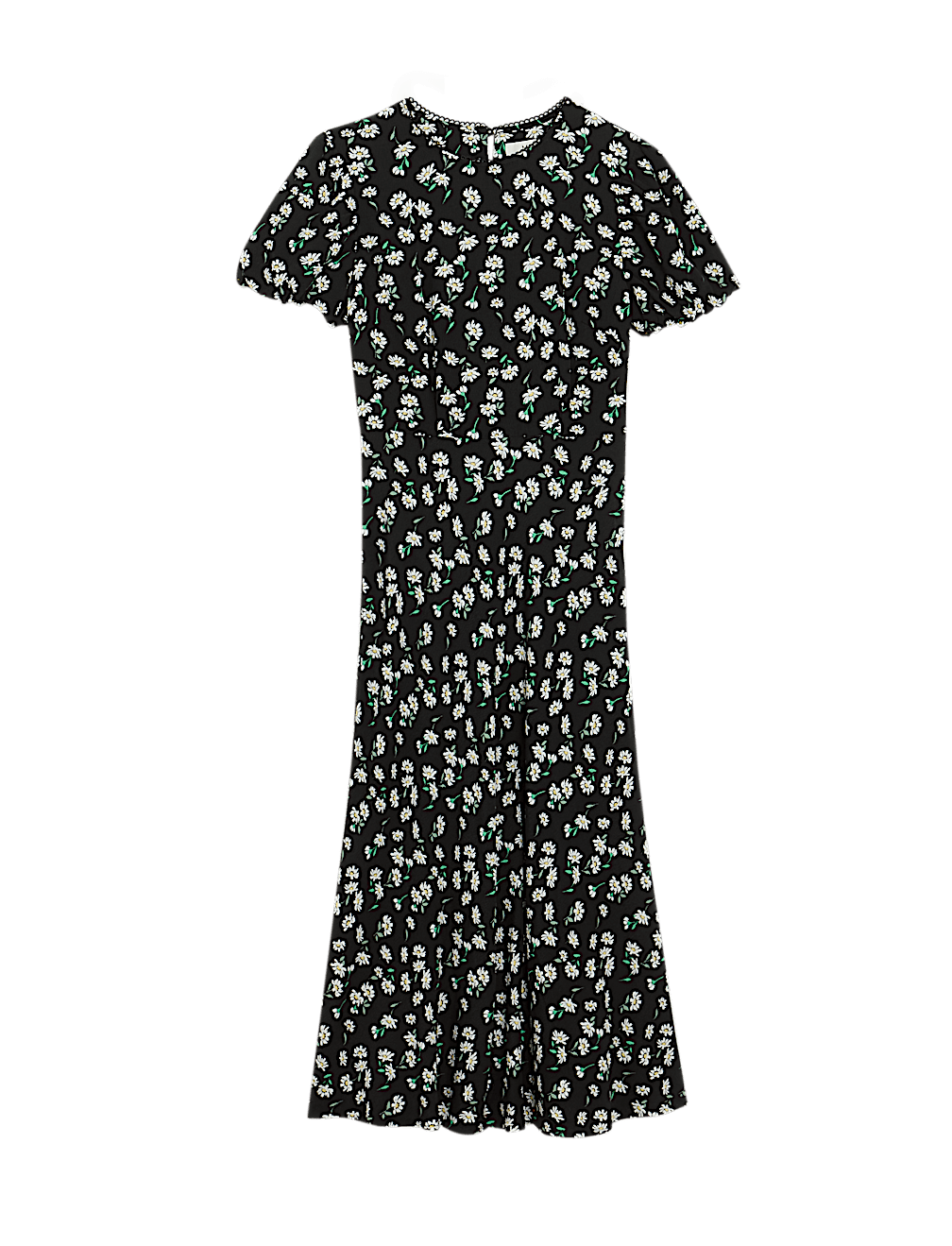 Floral Round Neck Tie Detail Midaxi Tea Dress
