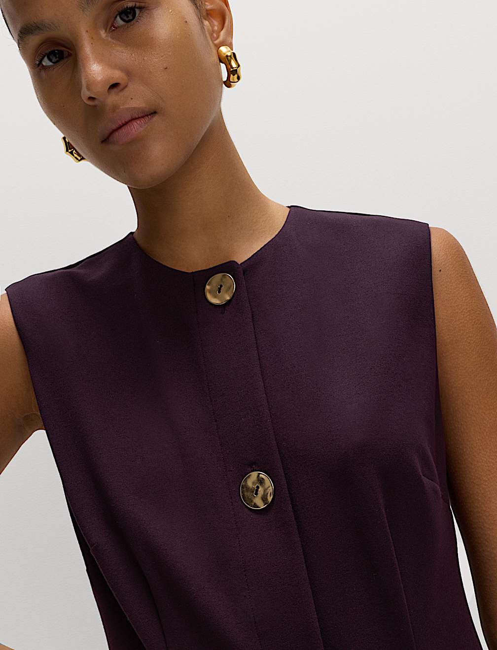 Button Detail Mini Shift Dress