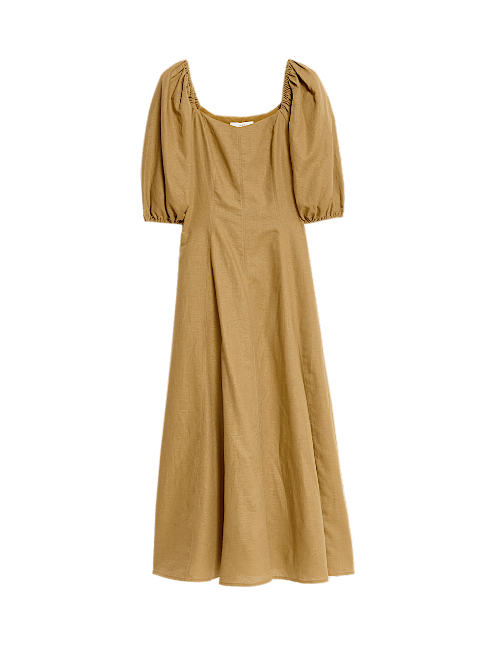 PLAIN LINEN SQUARE NECK DRESS
