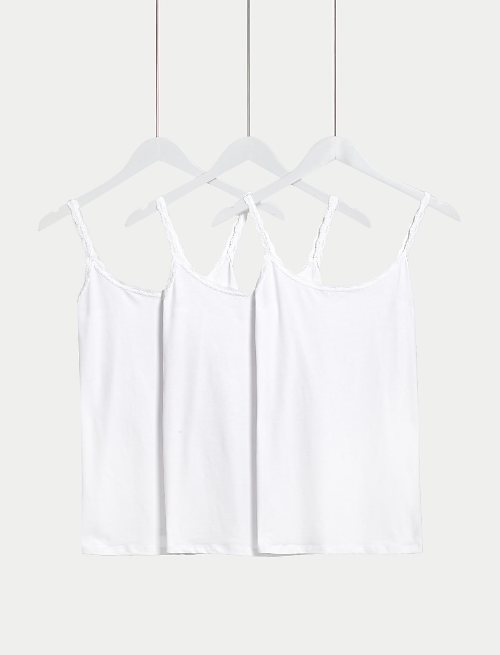 3pk Cotton Rich Lace Trim Vests