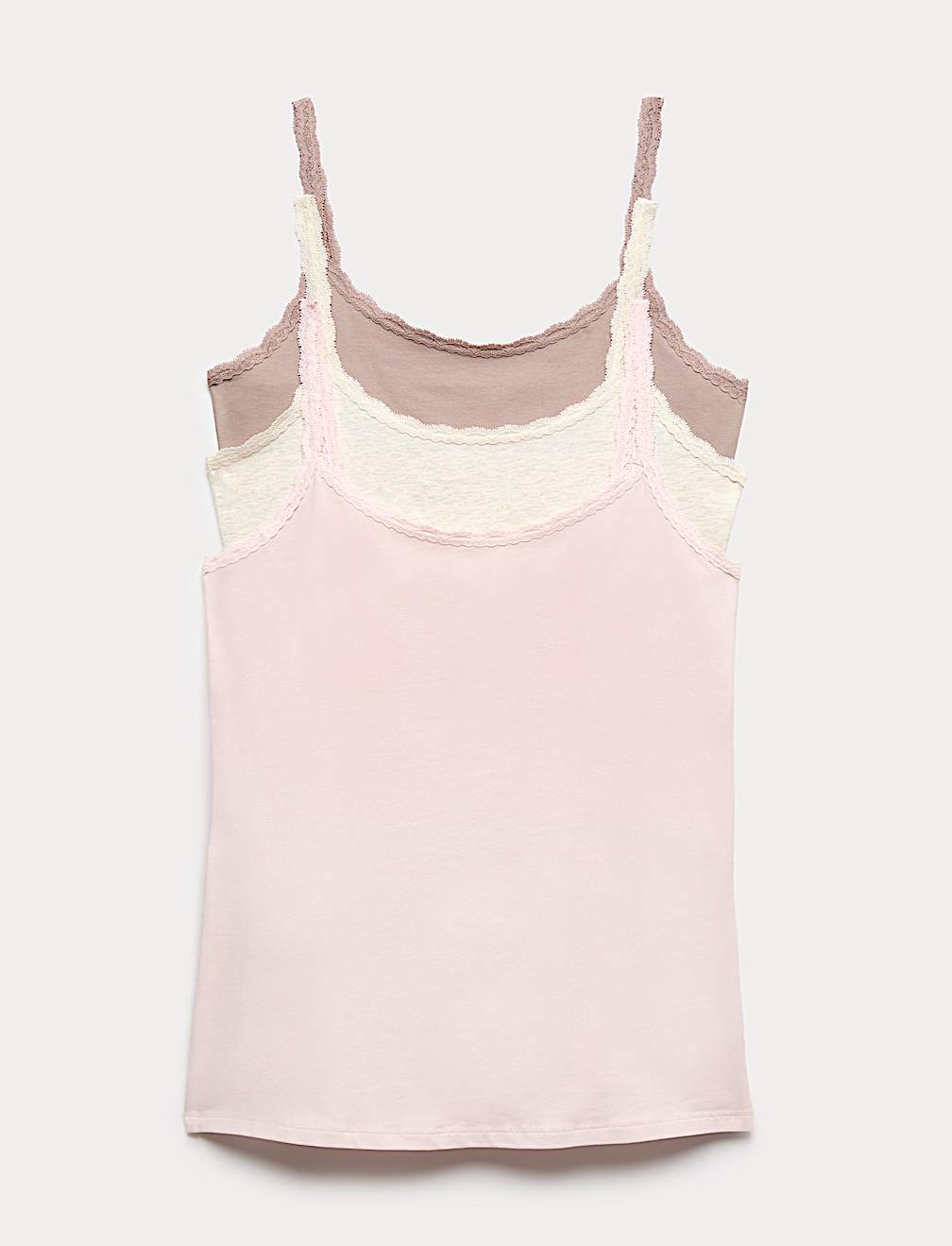 3pk Cotton Rich Lace Trim Vests