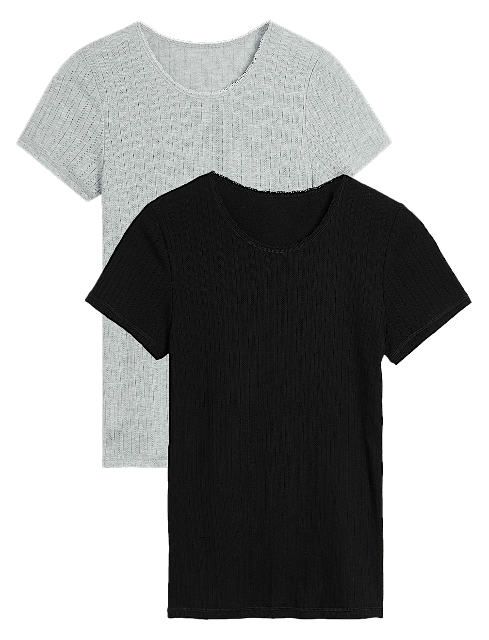 2pk Thermal Short Sleeve Pointelle Tops