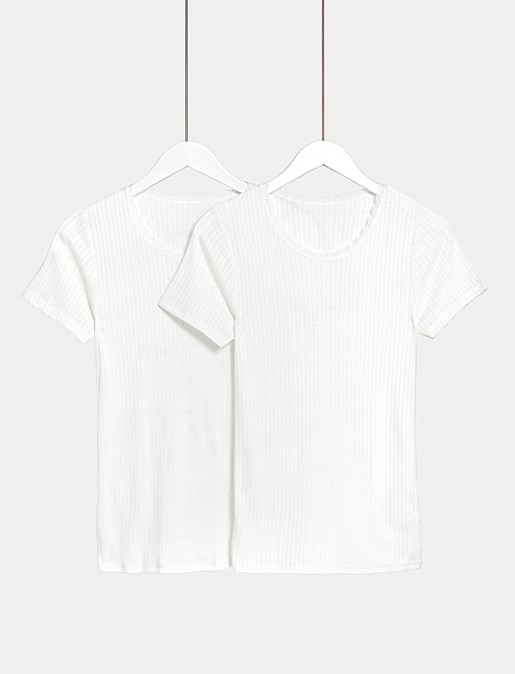 2pk Thermal Short Sleeve Pointelle Tops