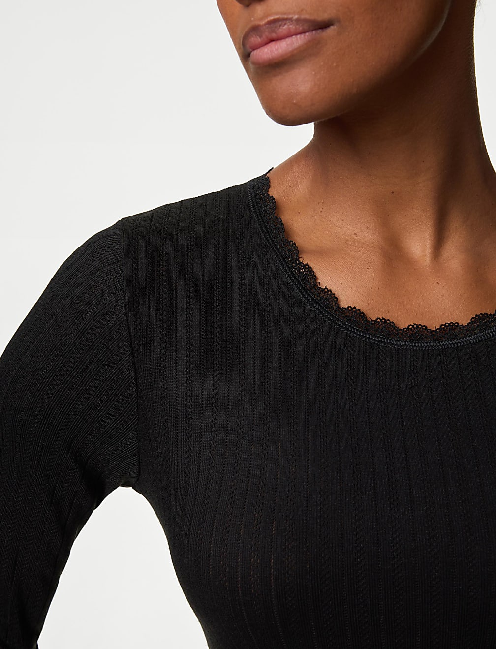 2pk Pointelle Thermal Long Sleeve Tops