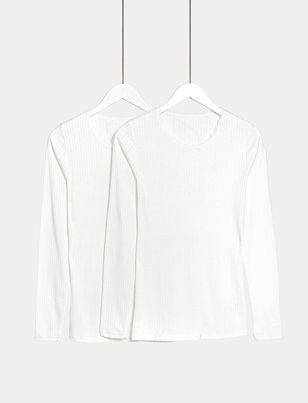 2pk Pointelle Thermal Long Sleeve Tops
