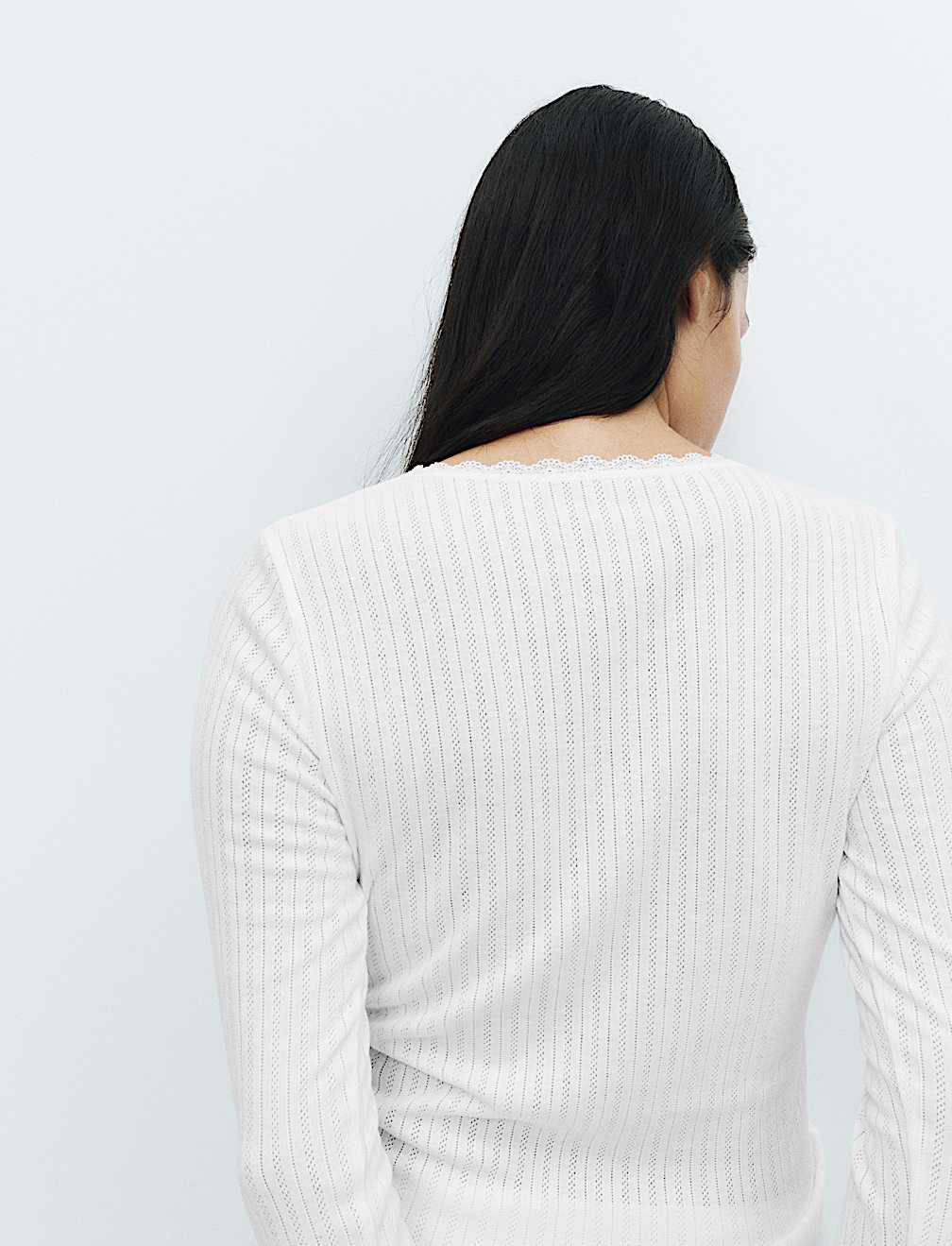 2pk Pointelle Thermal Long Sleeve Tops