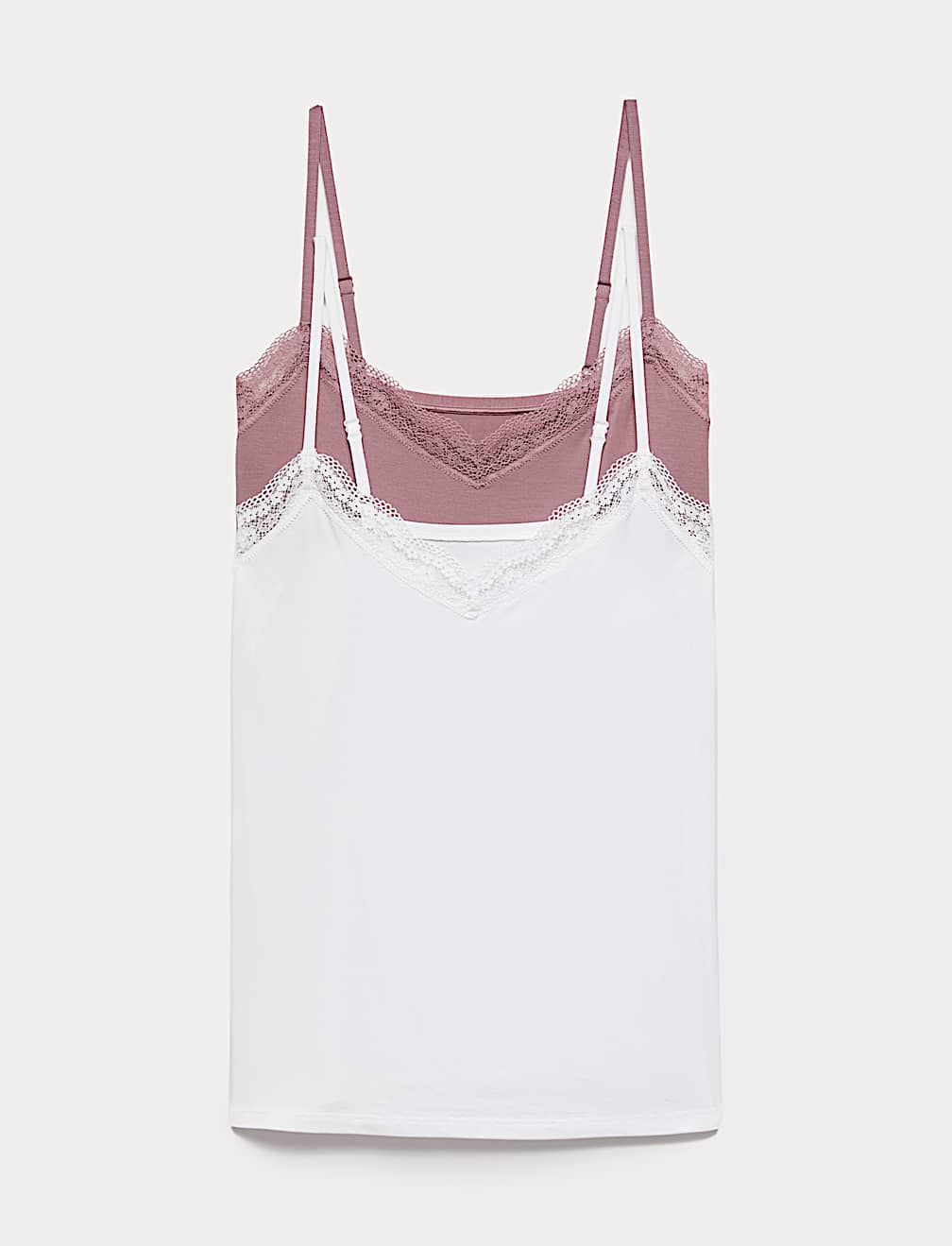 2 Pack Modal Rich Flexifit&trade; Lace Trim Vests