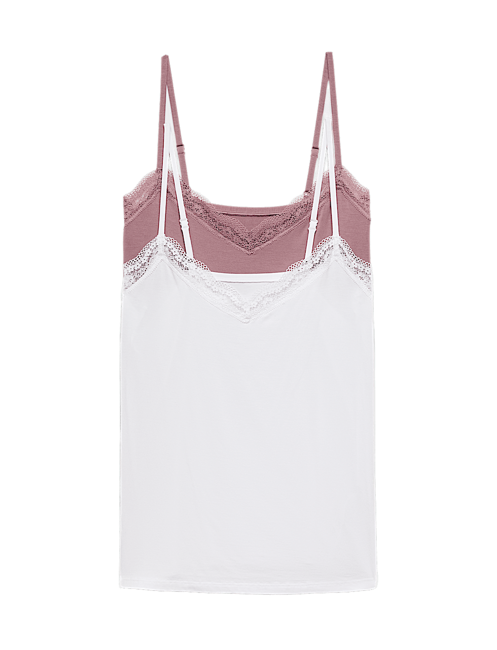 2 Pack Modal Rich Flexifit&trade; Lace Trim Vests