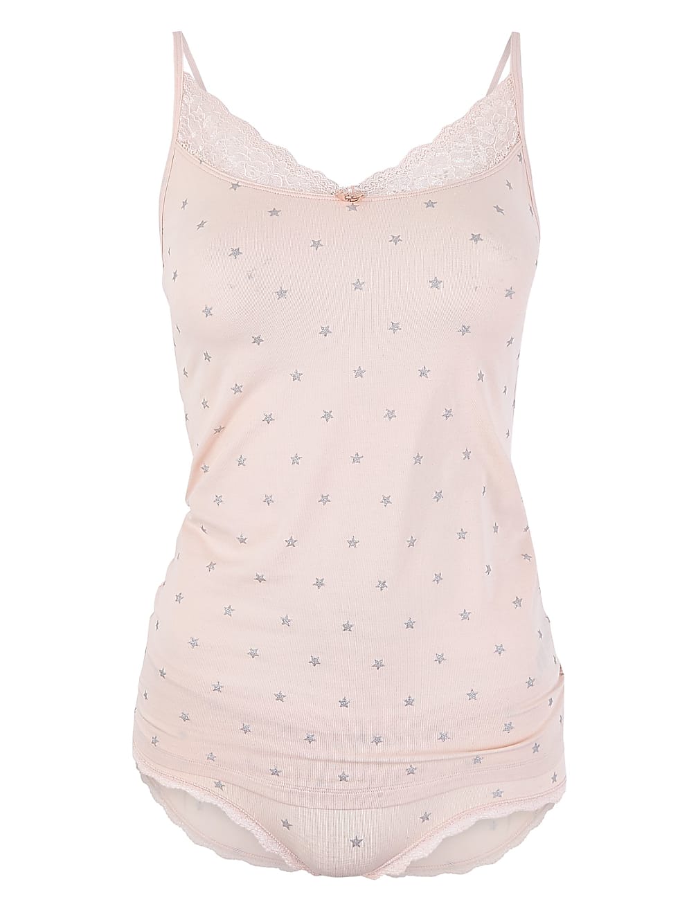 Lace Trim Sparkle Star Vest Set