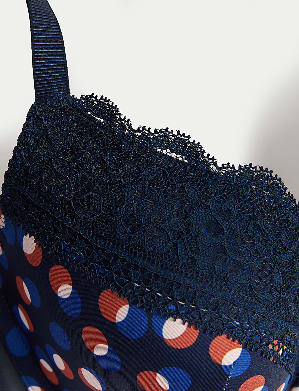 Printed Lace Trim Wired Full Cup Bra