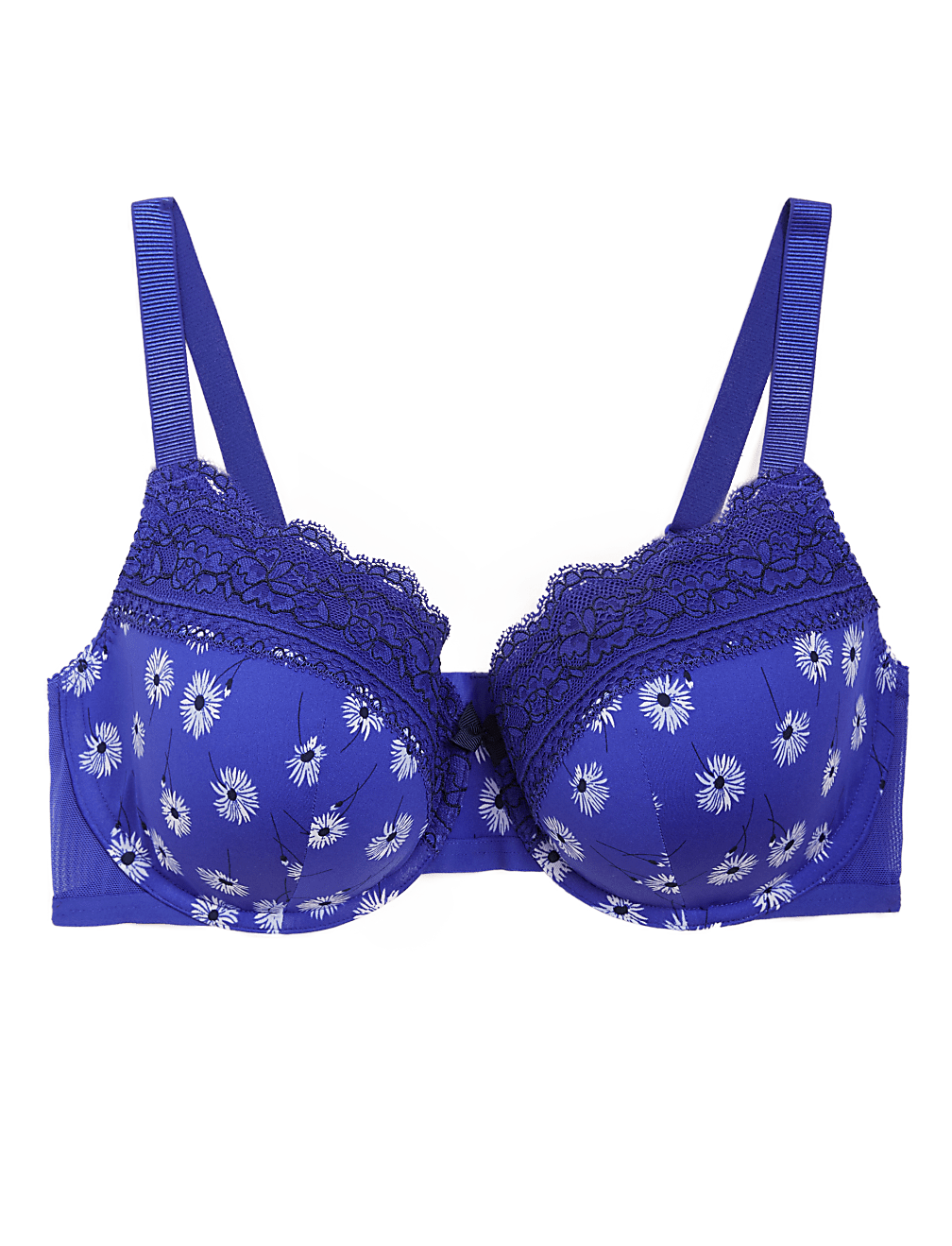 Printed Lace Trim Wired Full Cup Bra