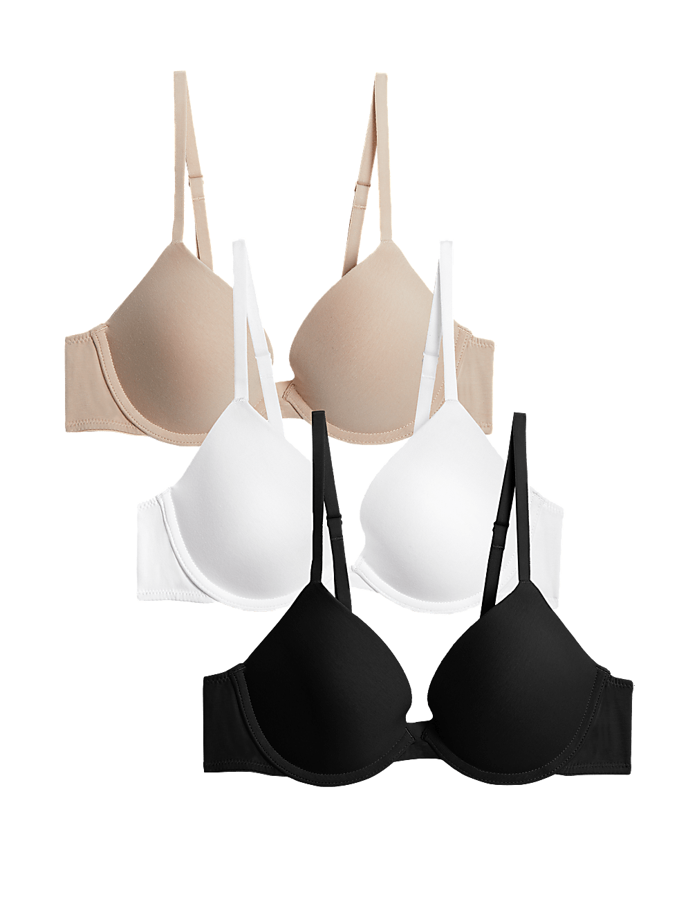 3pk Wired Plunge T-Shirt Bras A-E