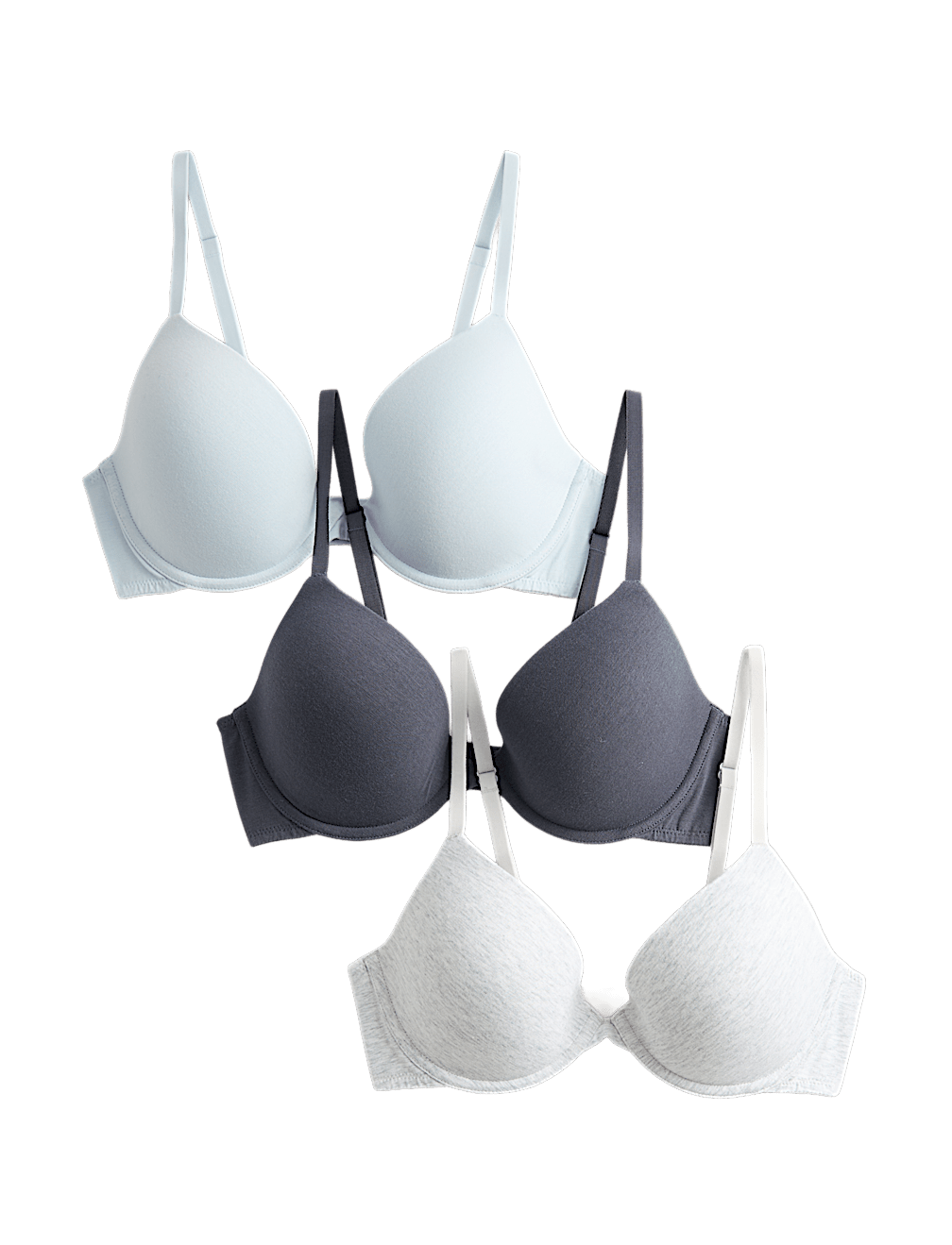 3pk Wired Plunge T-Shirt Bras A-E