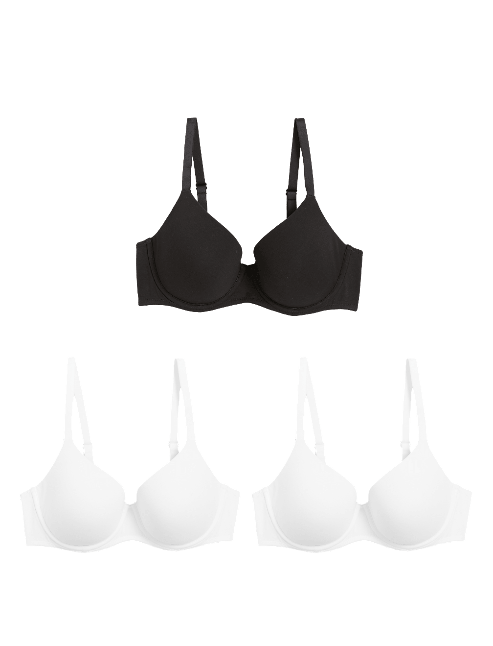 3pk Wired Full Cup T-Shirt Bras A-E