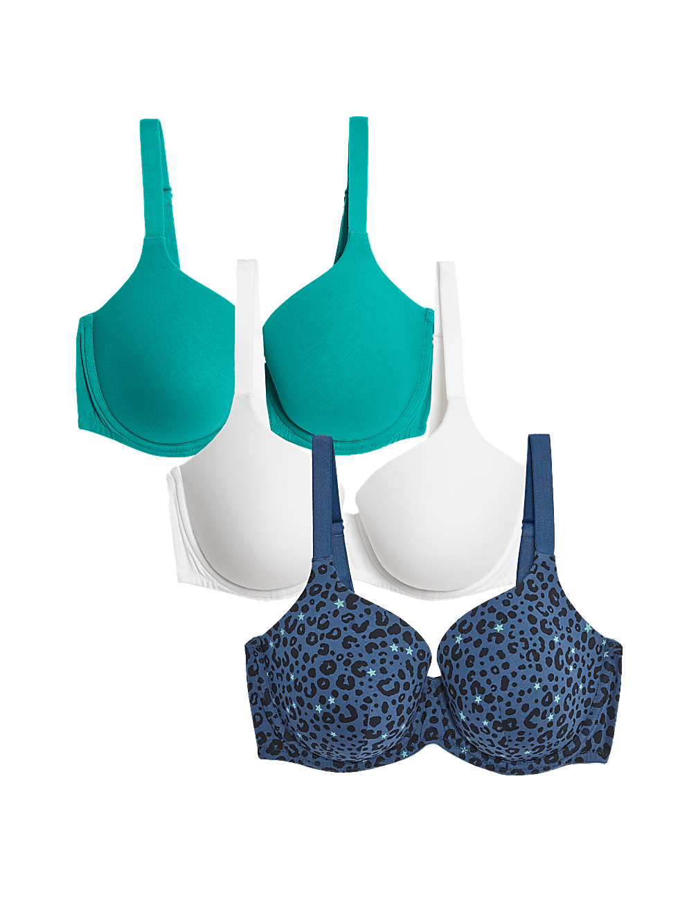 3pk Cotton Rich Wired T-Shirt Bras A-E