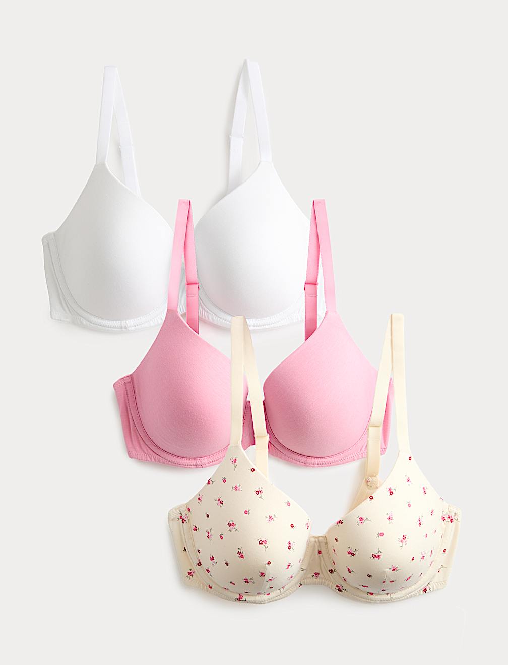 3pk Cotton Rich Wired T-Shirt Bras A-E