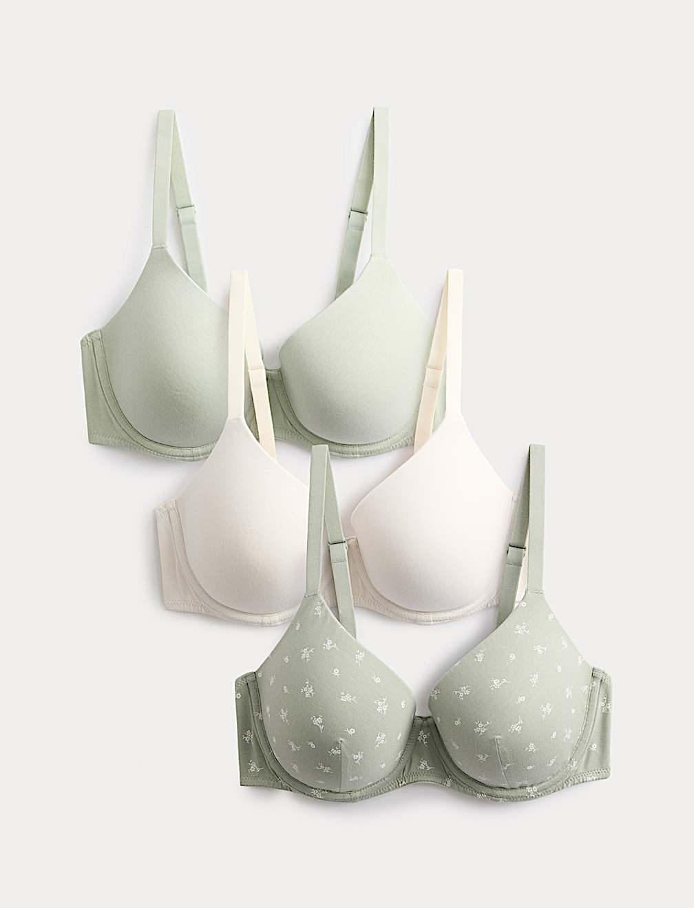 3pk Cotton Rich Wired T-Shirt Bras A-E