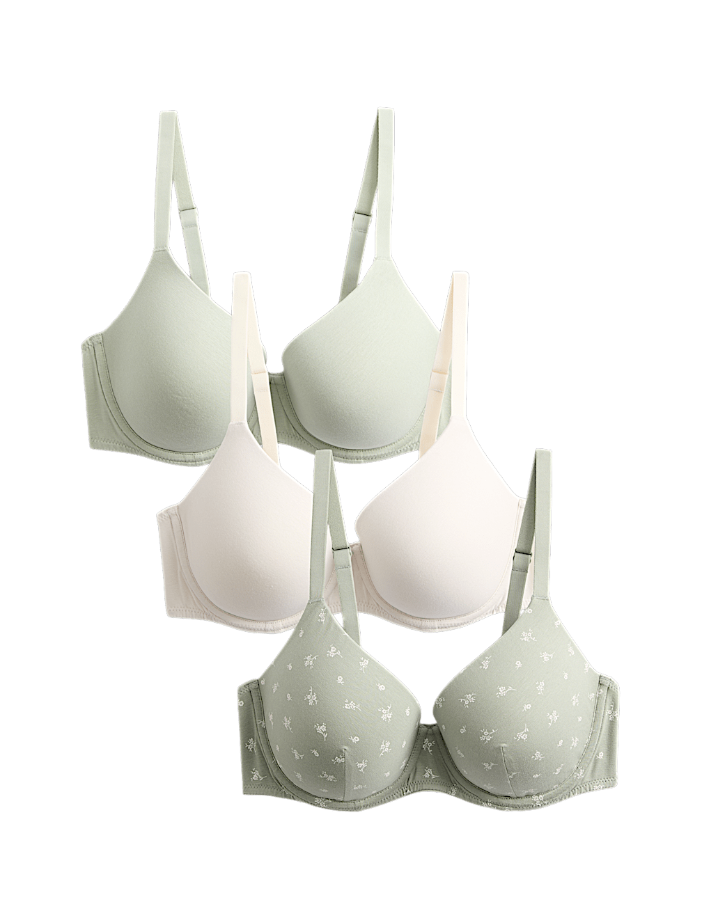 3pk Cotton Rich Wired T-Shirt Bras A-E