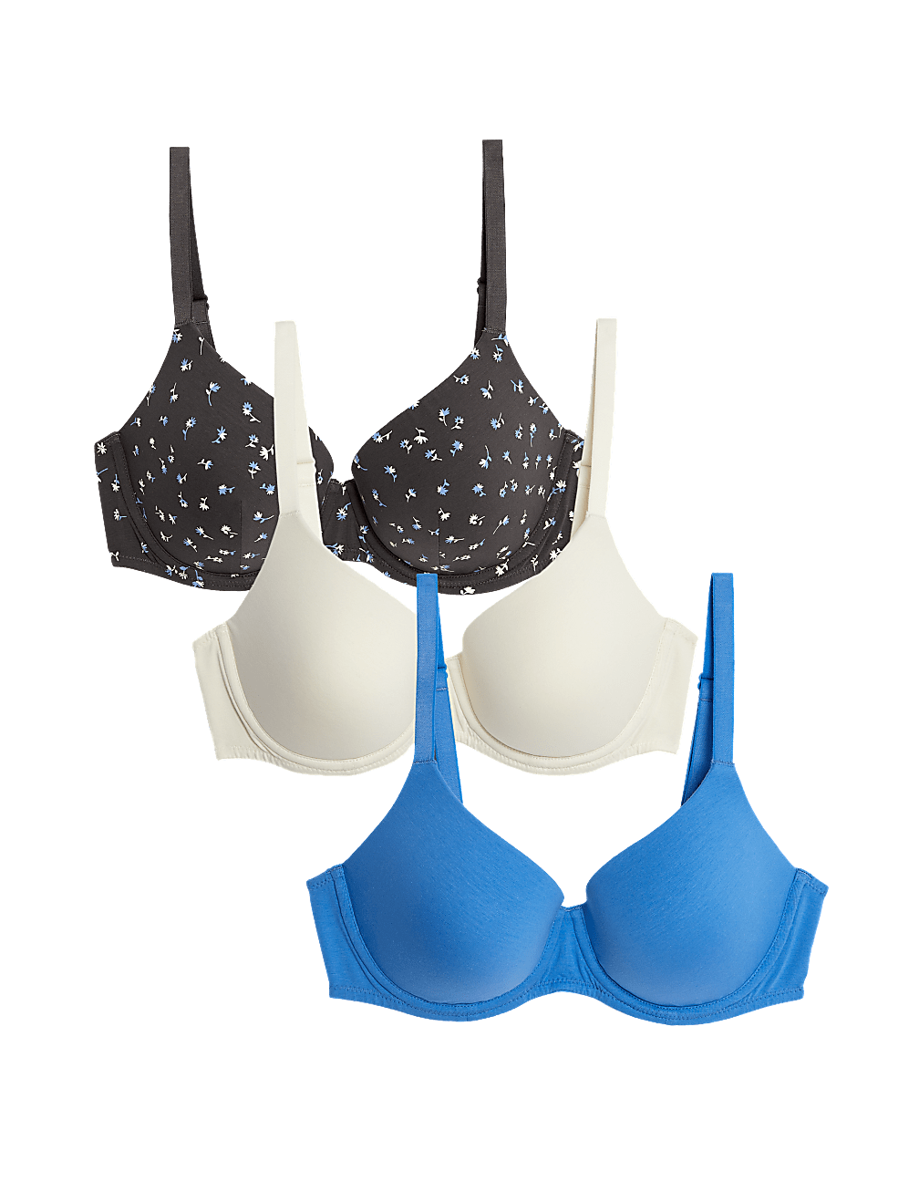 3pk Cotton Rich Wired T-Shirt Bras A-E