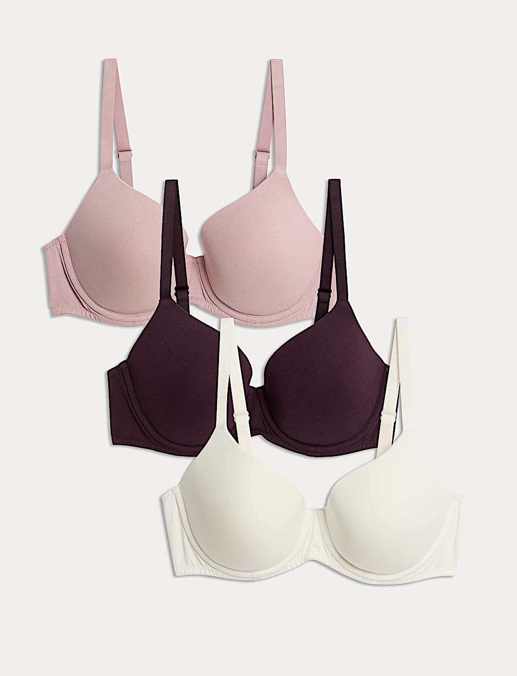 3pk Wired Full Cup T-Shirt Bras A-E