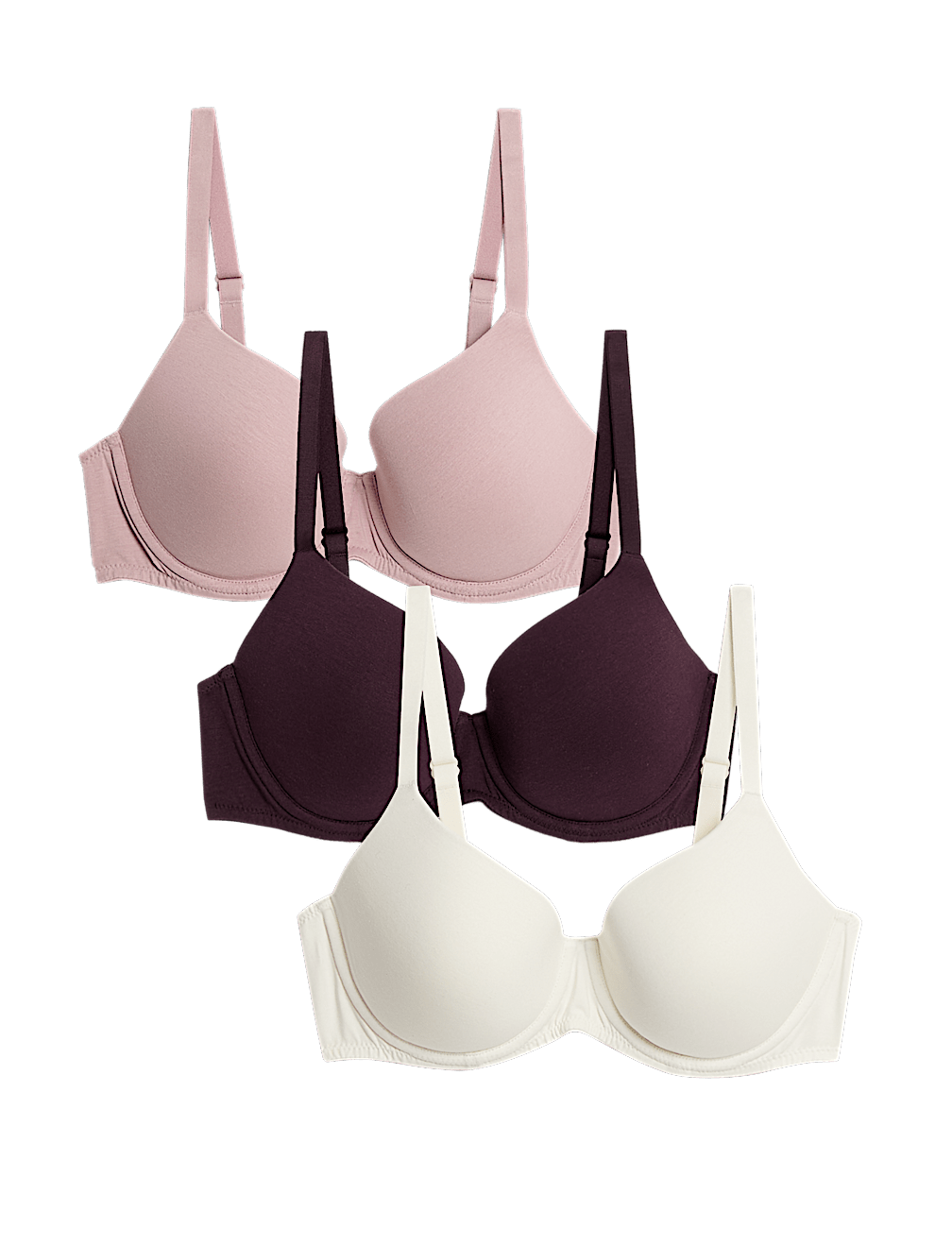 3pk Wired Full Cup T-Shirt Bras A-E