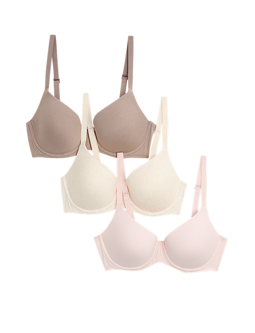 3pk Wired Full Cup T-Shirt Bras A-E