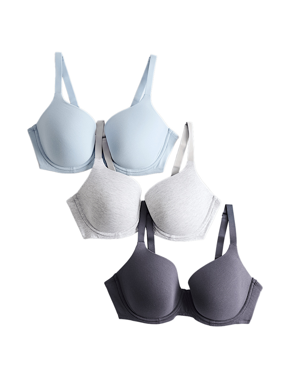3pk Wired Full Cup T-Shirt Bras A-E