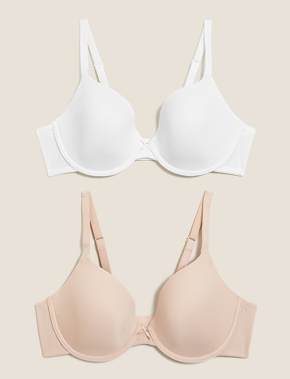 2pk Underwired Plunge T-Shirt Bras AA-D