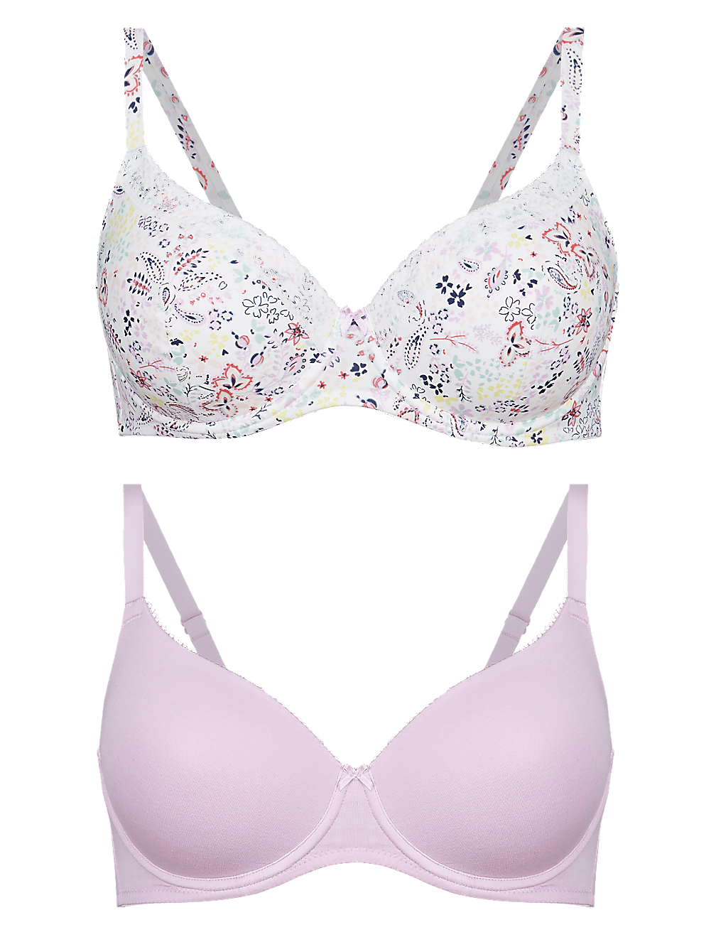 2 Pack Cotton Rich Full Cup Bras A-E