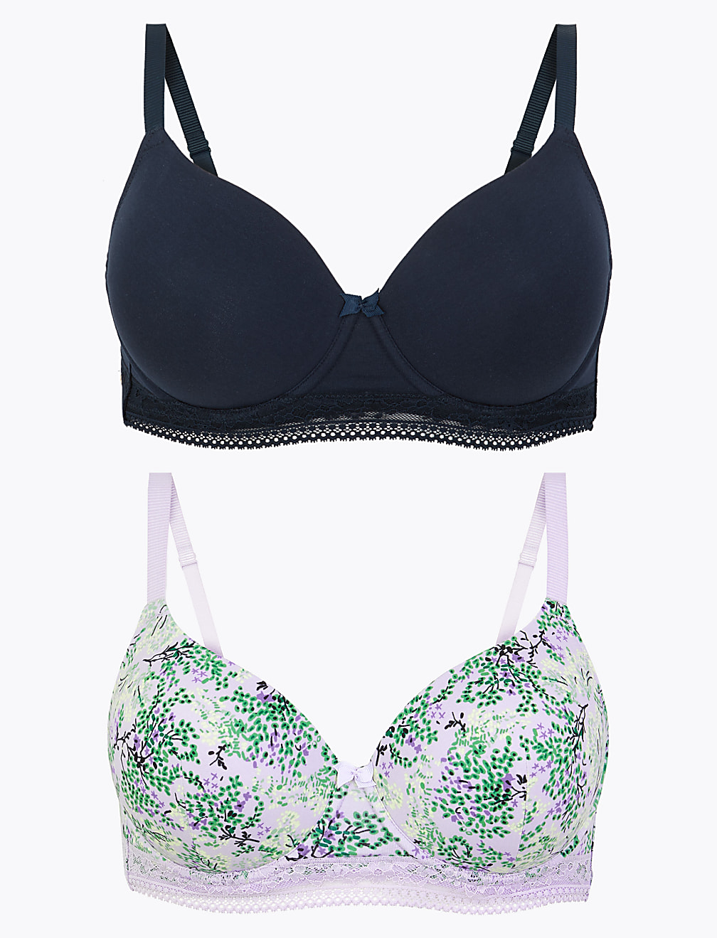 2pk Cotton Wired T-Shirt Bras A-E