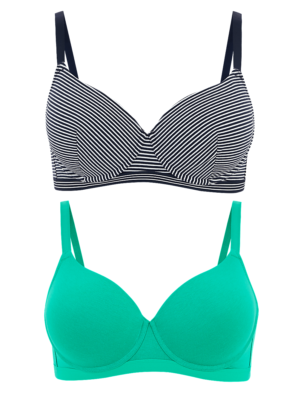 2pk Striped Padded T-Shirt Bras A-E