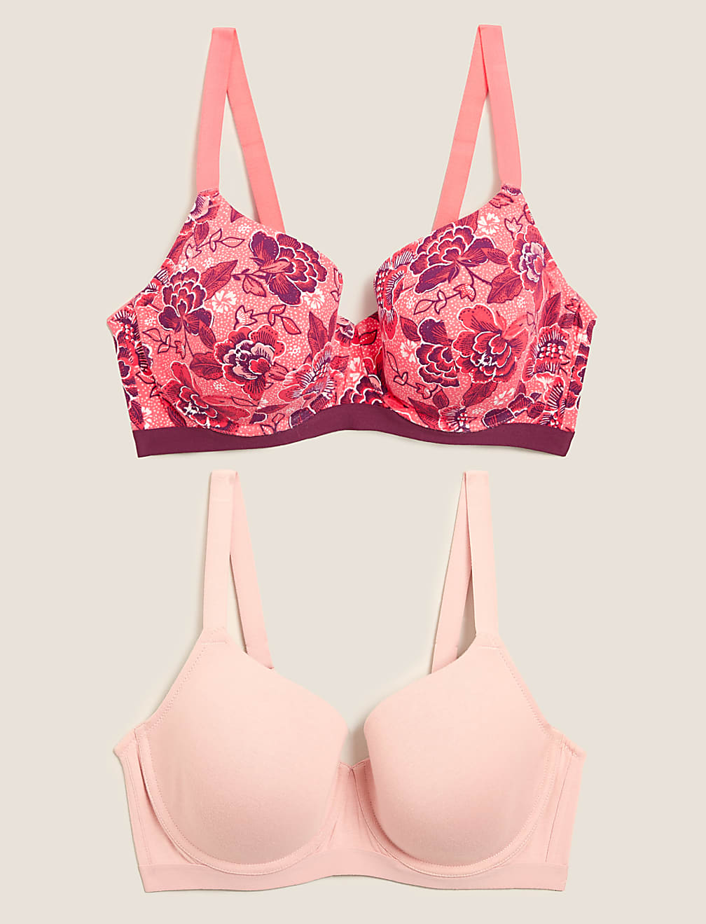 2pk Cotton Underwired Full Cup Bras A-E