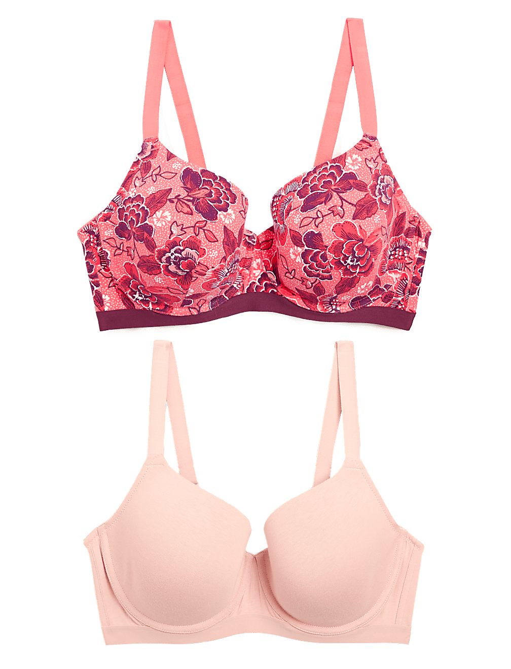 2pk Cotton Underwired Full Cup Bras A-E