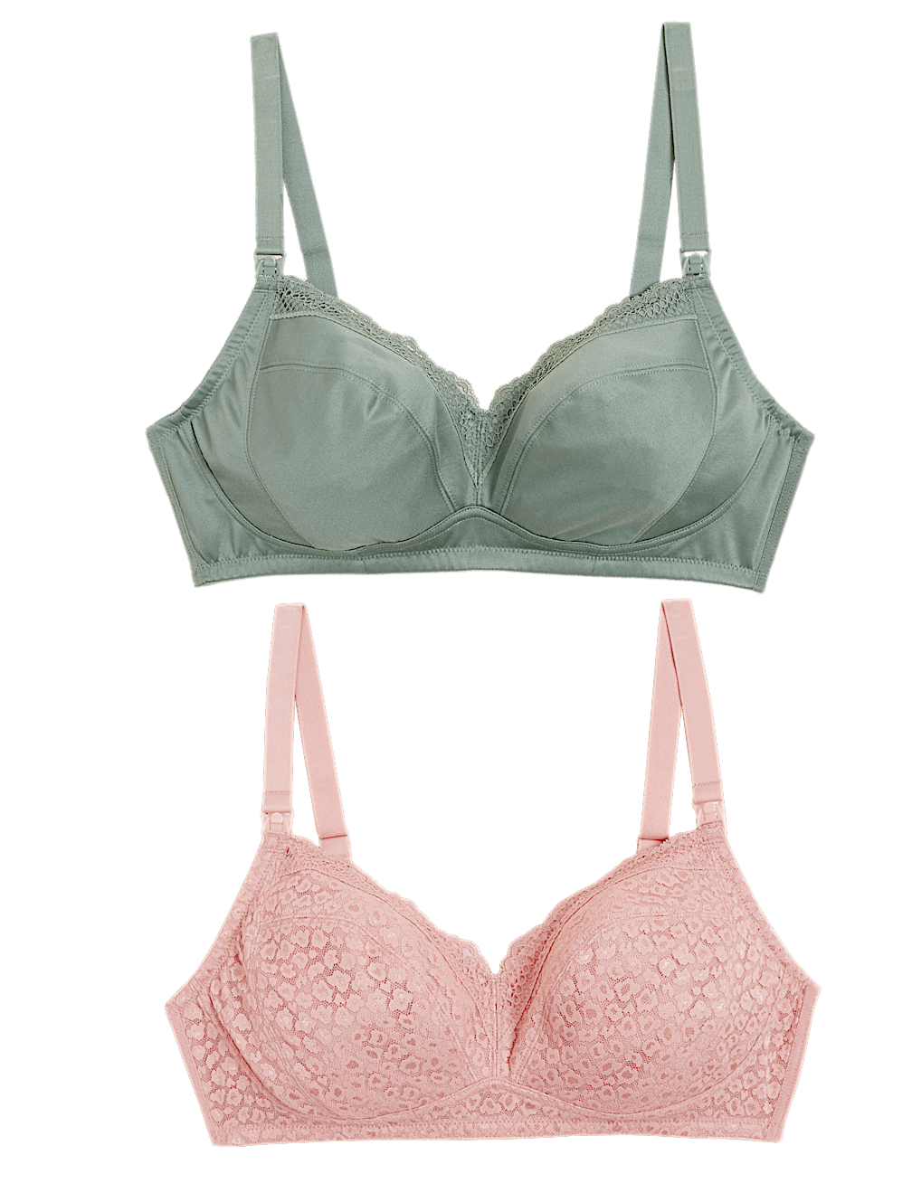 2pk Lace & Mesh Nursing Bras B-H